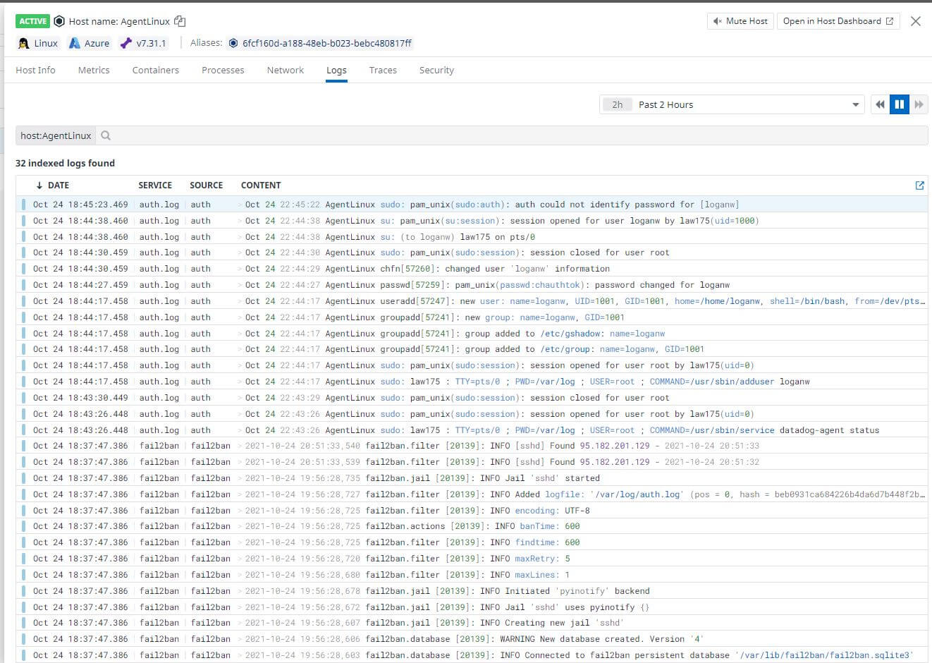 Virtual Machine Logs