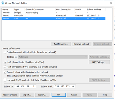Figure 1, Network settings